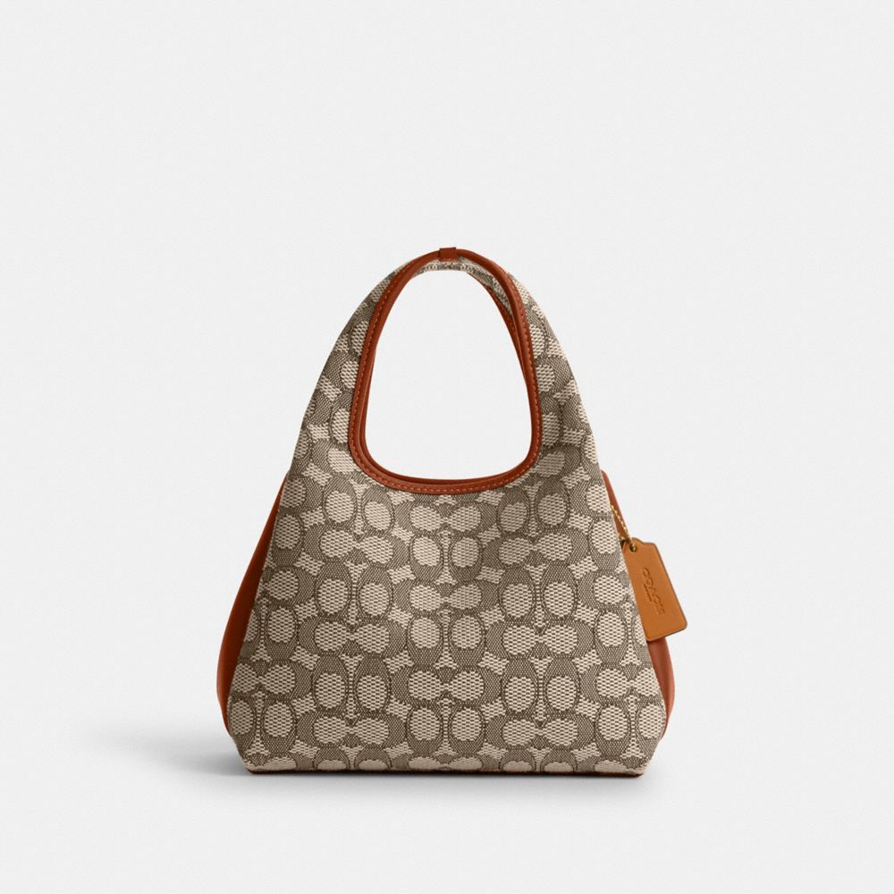 COACH®,LANA SHOULDER BAG 23 IN SIGNATURE JACQUARD,Signature Jacquard,Small,Brass/Cocoa Burnished Amb,Front View