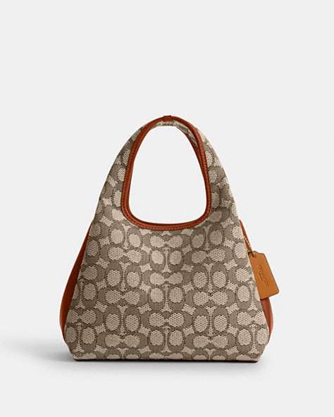 COACH®,LANA SHOULDER BAG 23 IN SIGNATURE JACQUARD,Signature Jacquard,Small,Brass/Cocoa Burnished Amb,Front View