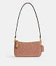 COACH®,PENN SHOULDER BAG IN SIGNATURE LEATHER,Patent Leather,Mini,Brass/Cappuccino,Front View