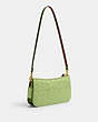 COACH®,PENN SHOULDER BAG IN SIGNATURE LEATHER,Patent Leather,Brass/Green,Angle View