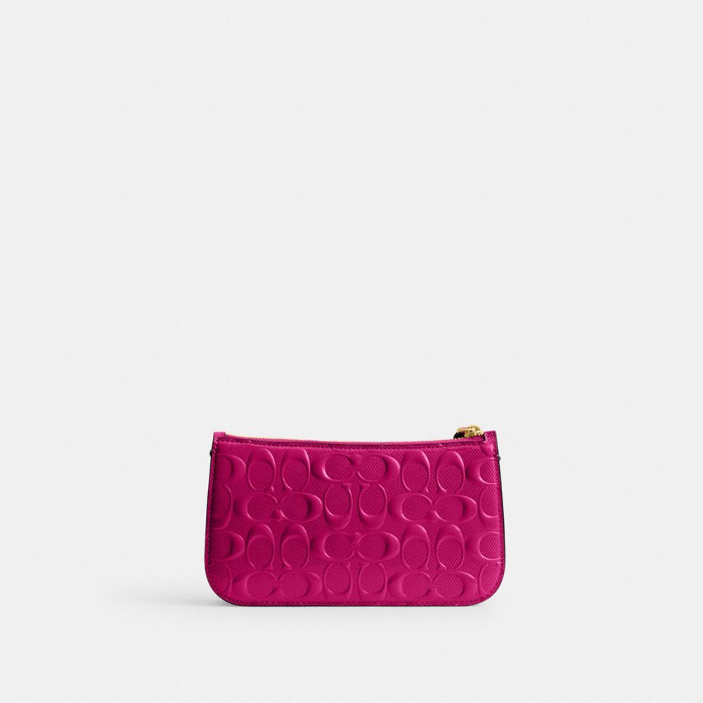 COACH®,PENN SHOULDER BAG IN SIGNATURE LEATHER,Patent Leather,Mini,Brass/Magenta,Back View