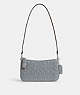 COACH®,PENN SHOULDER BAG IN SIGNATURE LEATHER,Patent Leather,Mini,Silver/Grey Blue,Front View