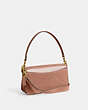 COACH®,TABBY SHOULDER BAG 26 IN SIGNATURE LEATHER,Patent Leather,Medium,Brass/Cappuccino,Angle View