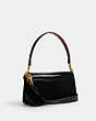 COACH®,TABBY SHOULDER BAG 26 IN SIGNATURE LEATHER,Patent Leather,Medium,Brass/Black,Angle View