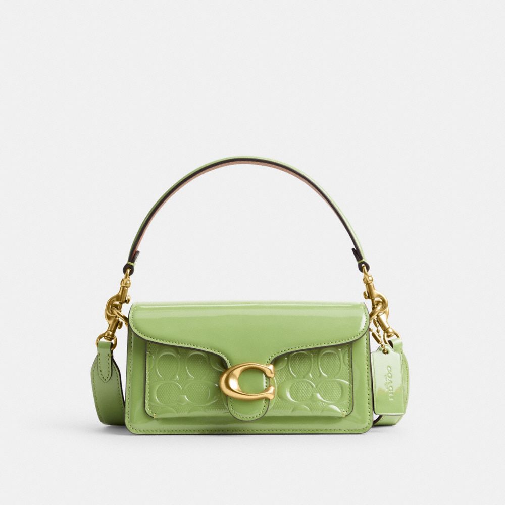 COACH Patent Signature Leather Tabby Shoulder Bag 20 in Green