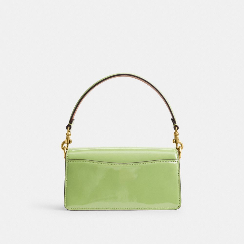 COACH®,TABBY SHOULDER BAG 20 IN SIGNATURE LEATHER,Patent Leather,Small,Brass/Green,Back View
