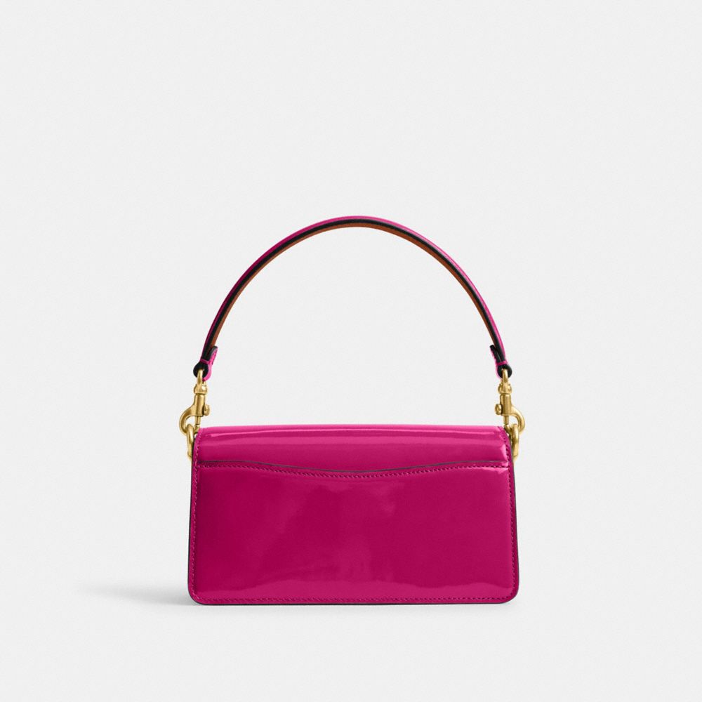 COACH®,TABBY SHOULDER BAG 20 IN SIGNATURE LEATHER,Patent Leather,Small,Brass/Magenta,Back View