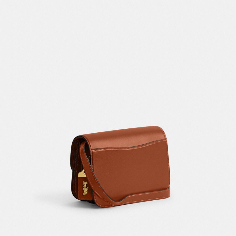 COACH®,IDOL BAG,Luxe Refined Calf Leather,Medium,Brass/Burnished Amber,Angle View