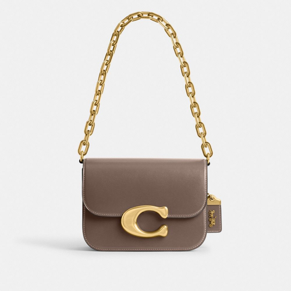COACH®,IDOL BAG,Luxe Refined Calf Leather,Medium,Brass/Dark Stone,Front View image number 0