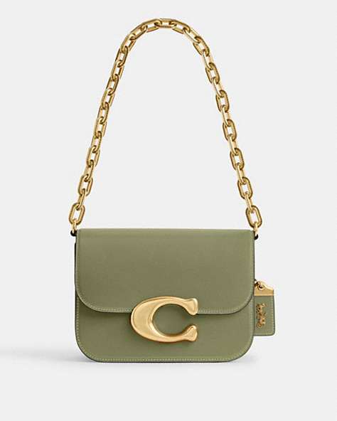 COACH®,IDOL BAG,Luxe Refined Calf Leather,Medium,Brass/Moss,Front View