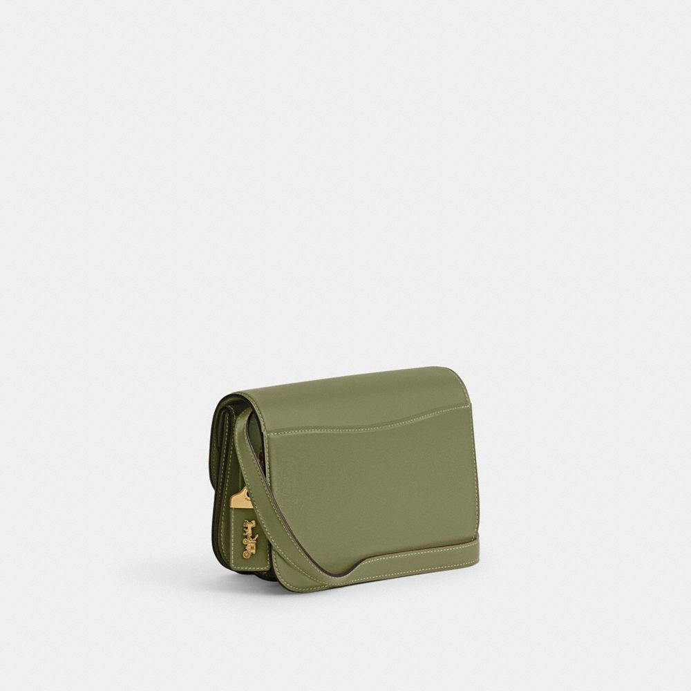 COACH®,Idol Bag,Calfskin Leather,Lining Leather,Shoulder Bag,Logo,Metal,Pen Holder,Gold Metal,Day Party,Olive,Angle View