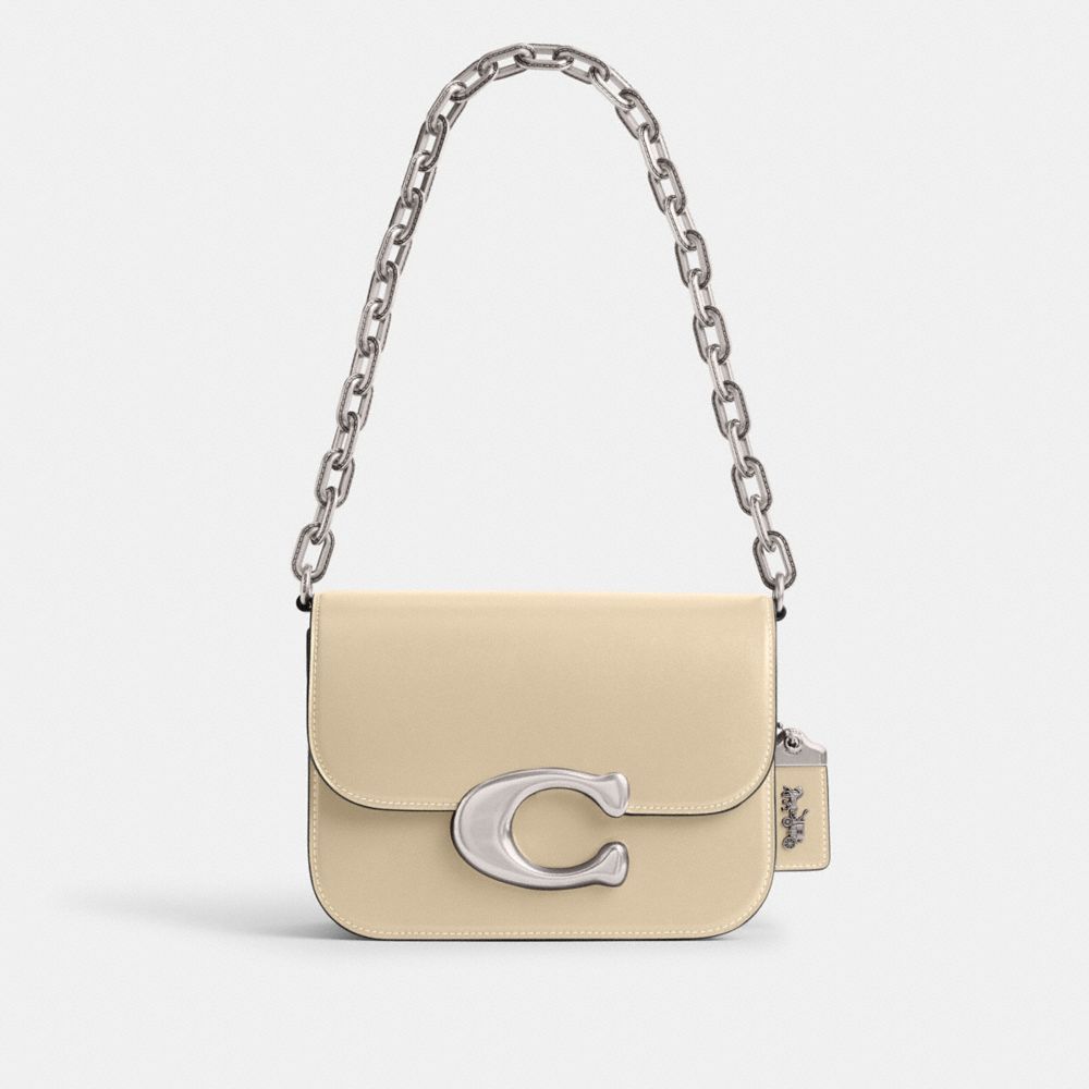 COACH®,IDOL BAG,Luxe Refined Calf Leather,Medium,Silver/Ivory,Front View
