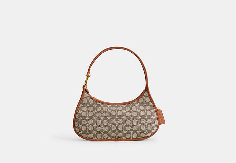 COACH®,EVE SHOULDER BAG IN SIGNATURE TEXTILE JACQUARD,Brass/Cocoa Burnished Amb,Front View image number 0