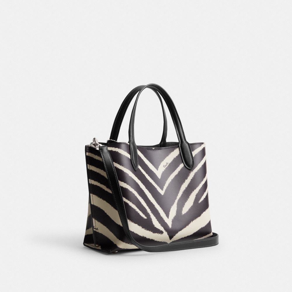 COACH®,Willow Tote Bag 24 With Zebra Print,,Angle View