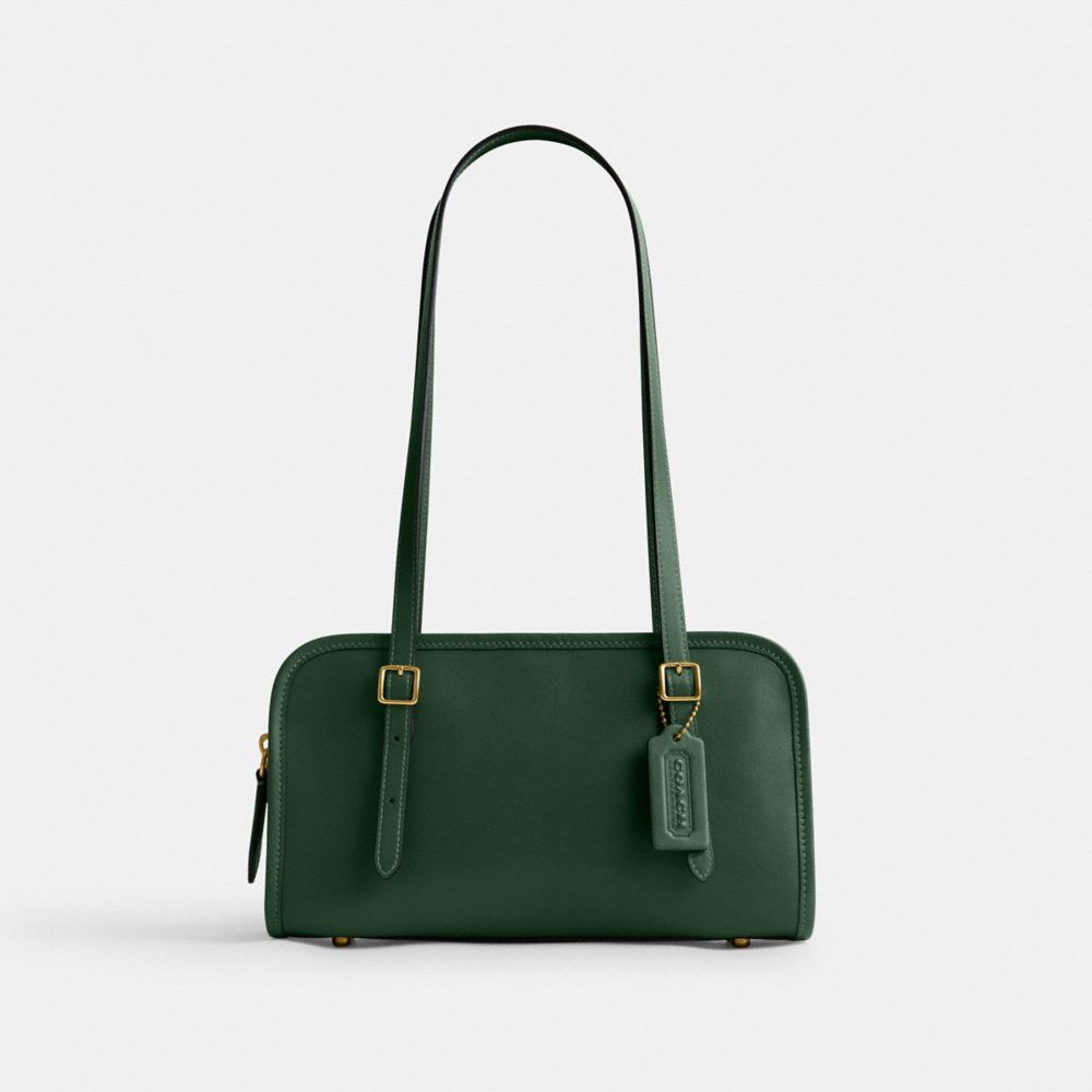 COACH®,SWING ZIP,Glovetan Leather,Medium,Brass/Hunter Green,Front View