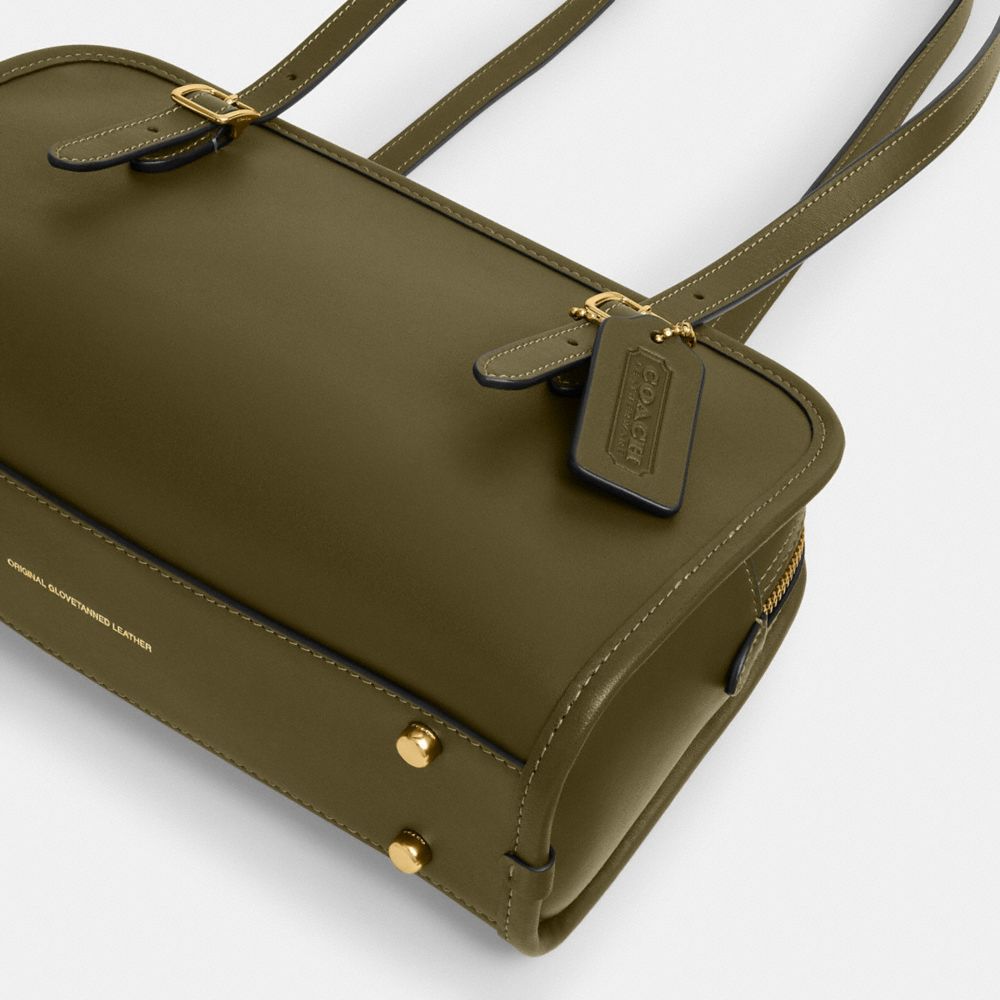 COACH®,Swing Zip Bag,Leather,Satchel,Embossed,Logo,Casual,Olive,Outsole View