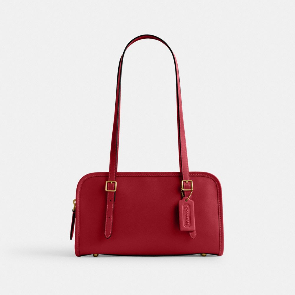 COACH®,SAC ZIPPÉ SWING,Cuir lisse,Laiton/Rubis,Front View