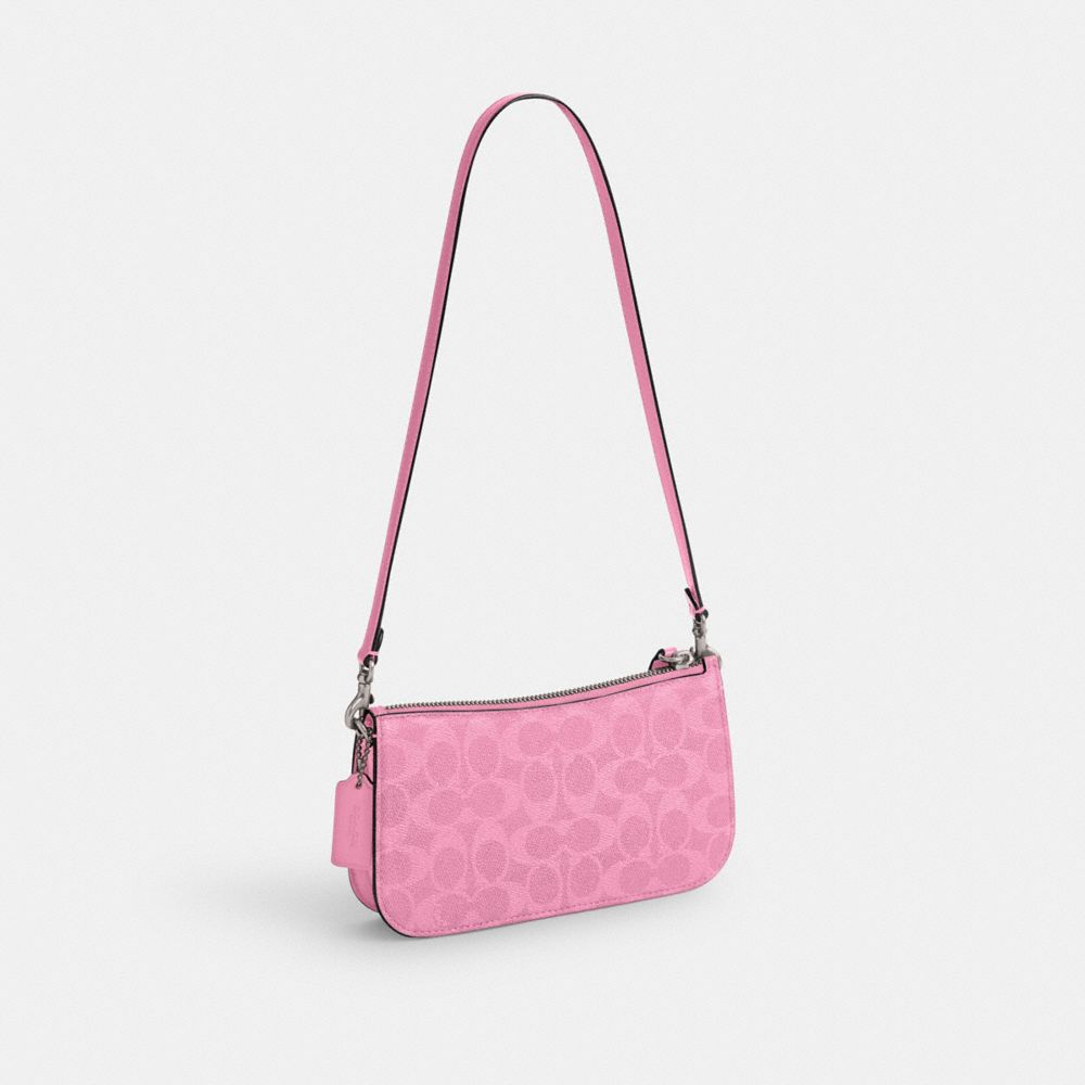 COACH®,PENN SHOULDER BAG IN SIGNATURE CANVAS,Coated Canvas,Mini,Silver/Vivid Pink,Angle View