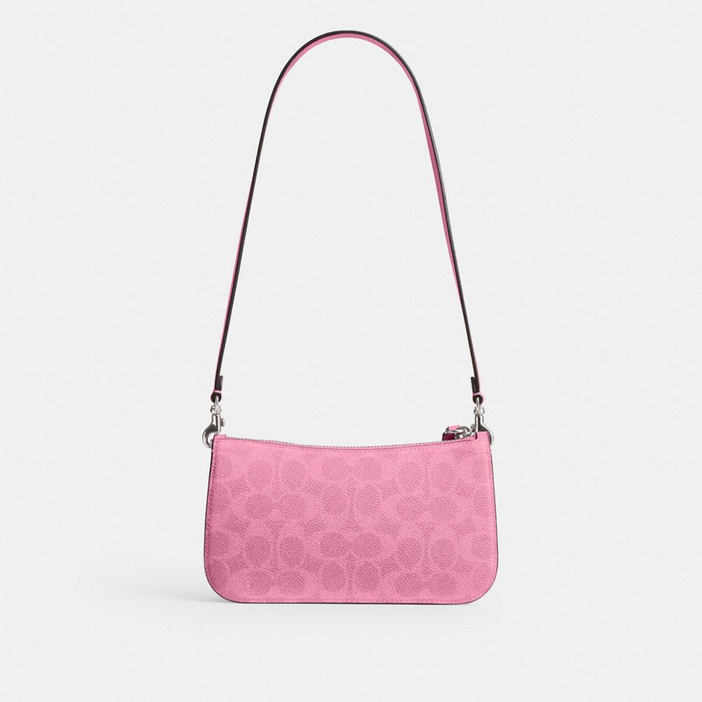 COACH®,PENN SHOULDER BAG IN SIGNATURE CANVAS,Coated Canvas,Mini,Silver/Vivid Pink,Back View