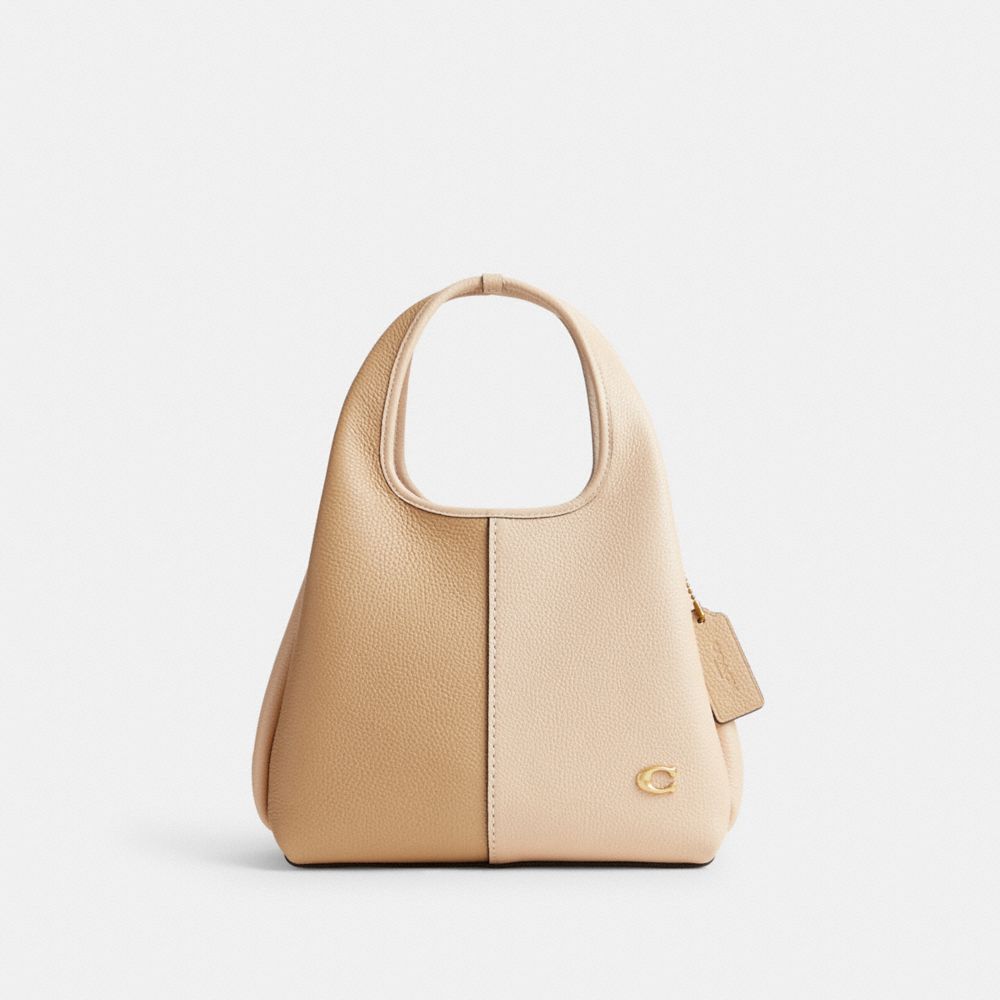 COACH®,LANA SHOULDER BAG 23 IN COLORBLOCK,Refined Pebble Leather,Small,Brass/Ivory Multi,Front View