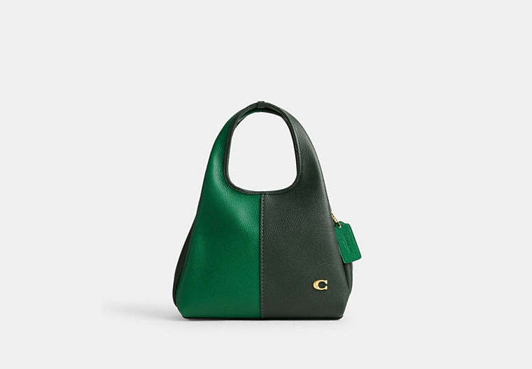 COACH®,LANA 23 IN COLORBLOCK,Polished Pebble Leather,Medium,Brass/Amazon Green Multi,Front View