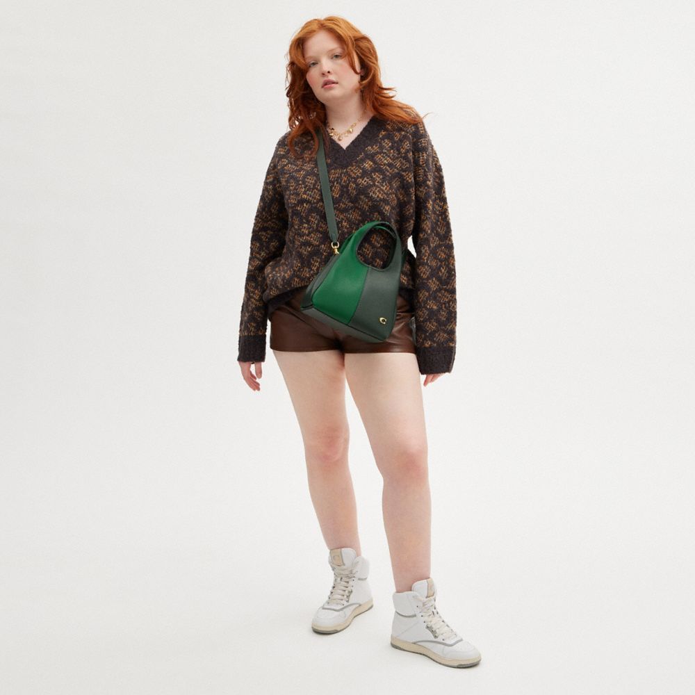 COACH®,Lana Shoulder Bag 23 In Colorblock,Leather,Shoulder Bag,Logo,Metal,Color Block,Compact,Casual,Multi Color,Detail View