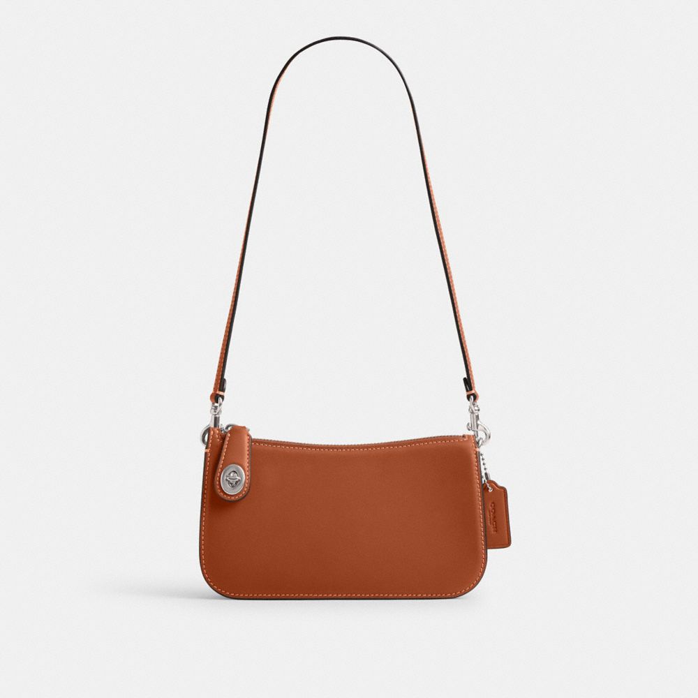 COACH®,PENN SHOULDER BAG,Glovetan Leather,Mini,Silver/Burnished Amber,Front View