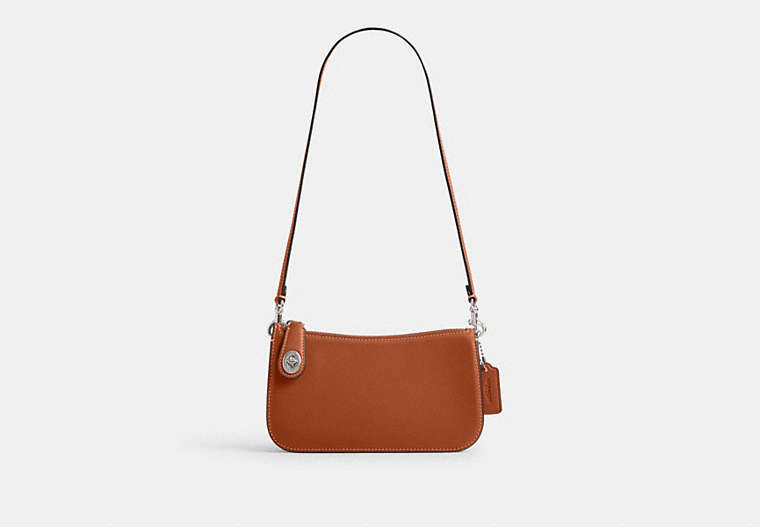 COACH®,PENN SHOULDER BAG,Glovetanned Leather,Mini,Silver/Burnished Amber,Front View