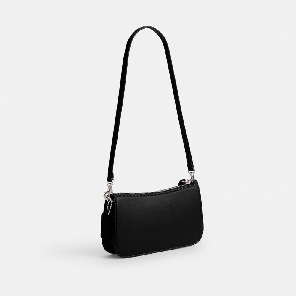 COACH®,PENN SHOULDER BAG,Glovetan Leather,Mini,Silver/Black,Angle View