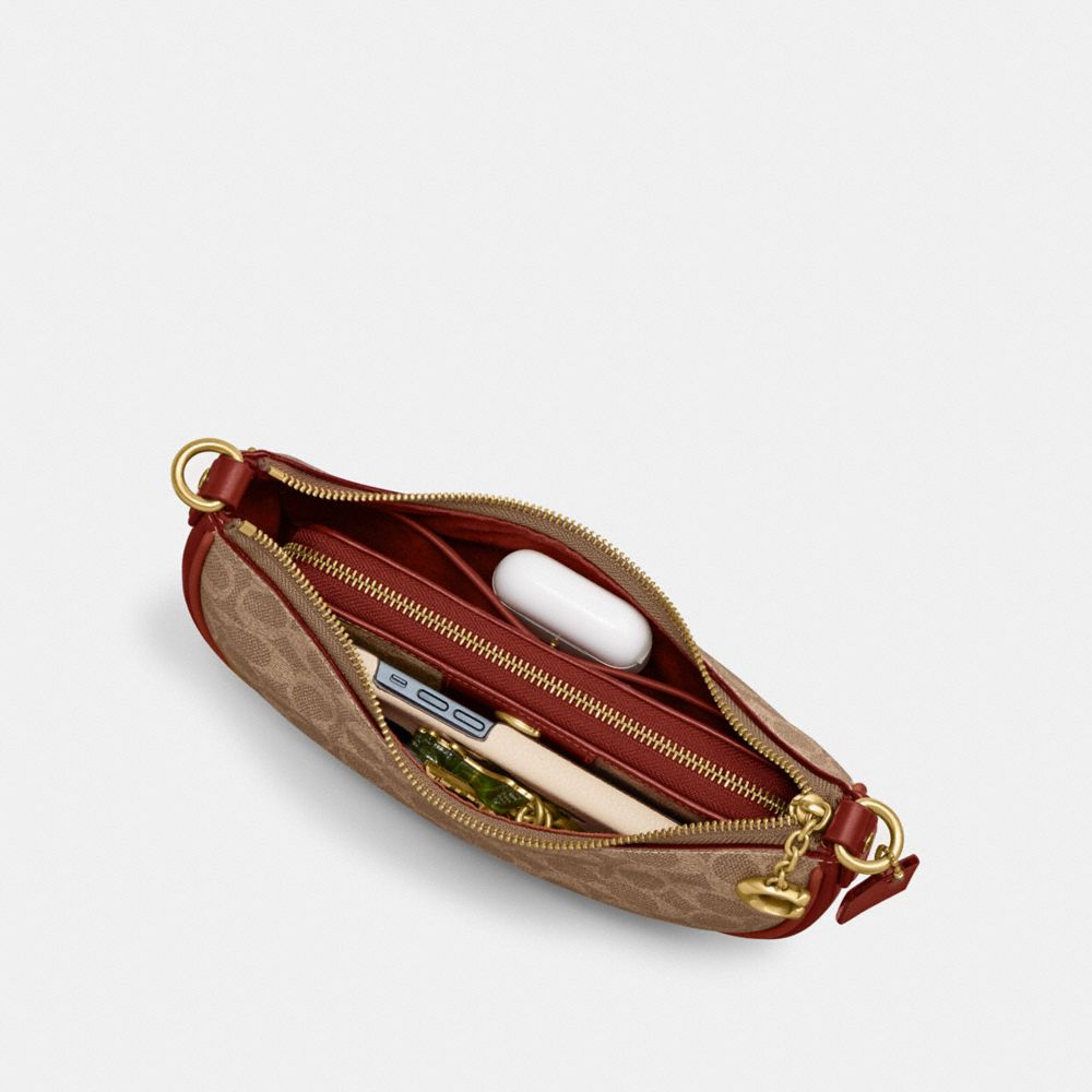 COACH®,Mira Shoulder Bag In Signature Canvas,Canvas,Leather,Hobo,Piping,Gold Metal,Day Party,Brown,Inside View, Top View