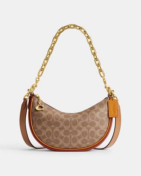 COACH®,MIRA SHOULDER BAG IN SIGNATURE CANVAS,Coated Canvas,Medium,Brass/Tan/Rust,Front View