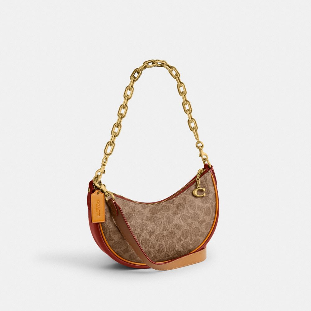 COACH®,MIRA SHOULDER BAG IN SIGNATURE CANVAS,Coated Canvas,Medium,Brass/Tan/Rust,Angle View