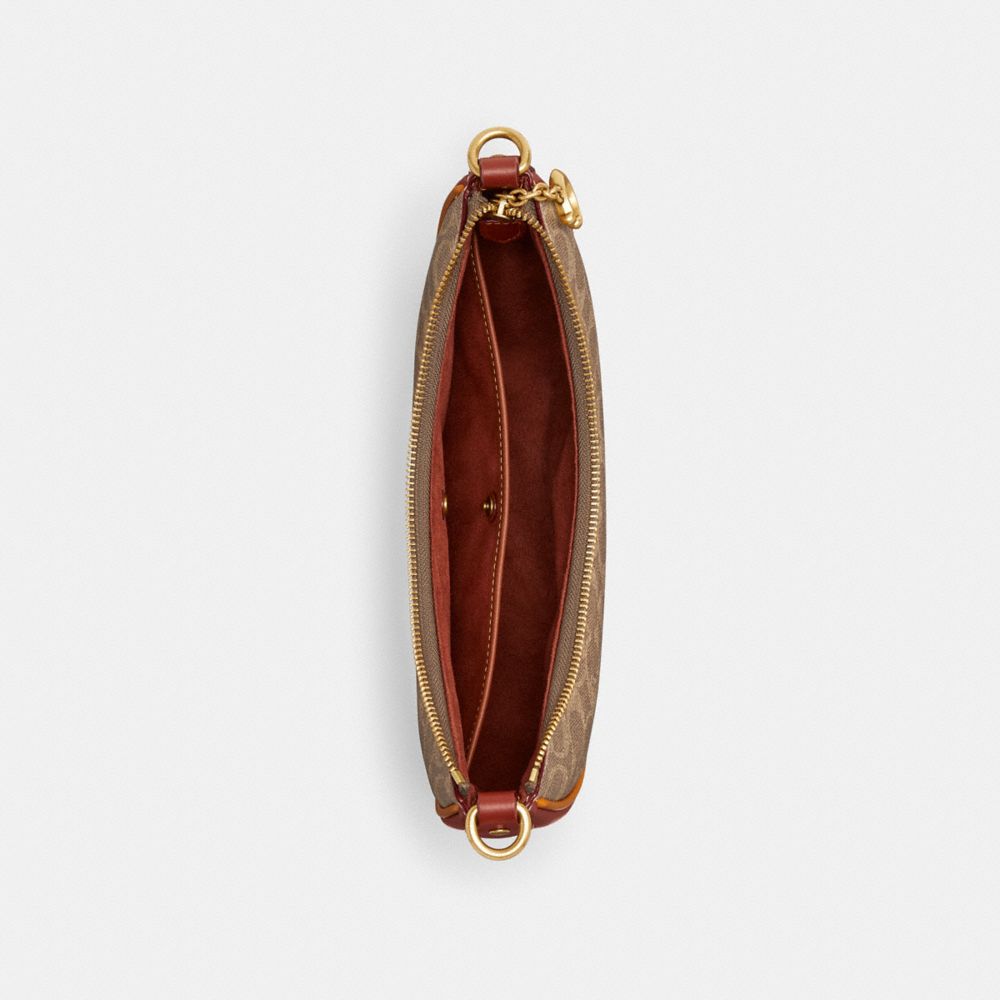 COACH®,Mira Shoulder Bag In Signature Canvas,Canvas,Leather,Hobo,Piping,Gold Metal,Day Party,Brown,Inside View,Top View