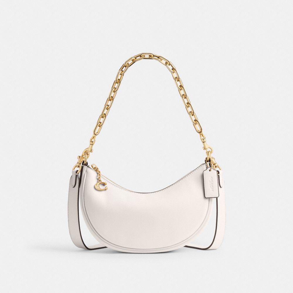 COACH®,MIRA SHOULDER BAG,Glovetan Leather,Medium,Brass/Chalk,Front View image number 0