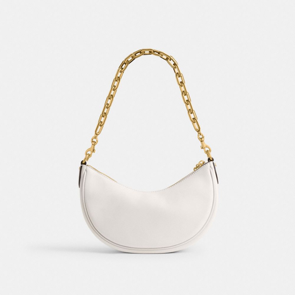 COACH®,Mira Shoulder Bag,Leather,Shoulder Bag,Metal,Engraved Detail,Logo,Gold Metal,Day Party,White,Back View