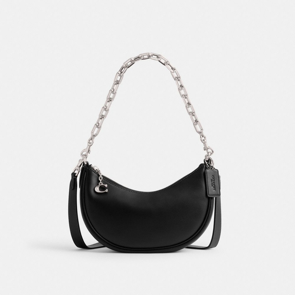 COACH®,MIRA SHOULDER BAG,Glovetan Leather,Medium,Silver/Black,Front View