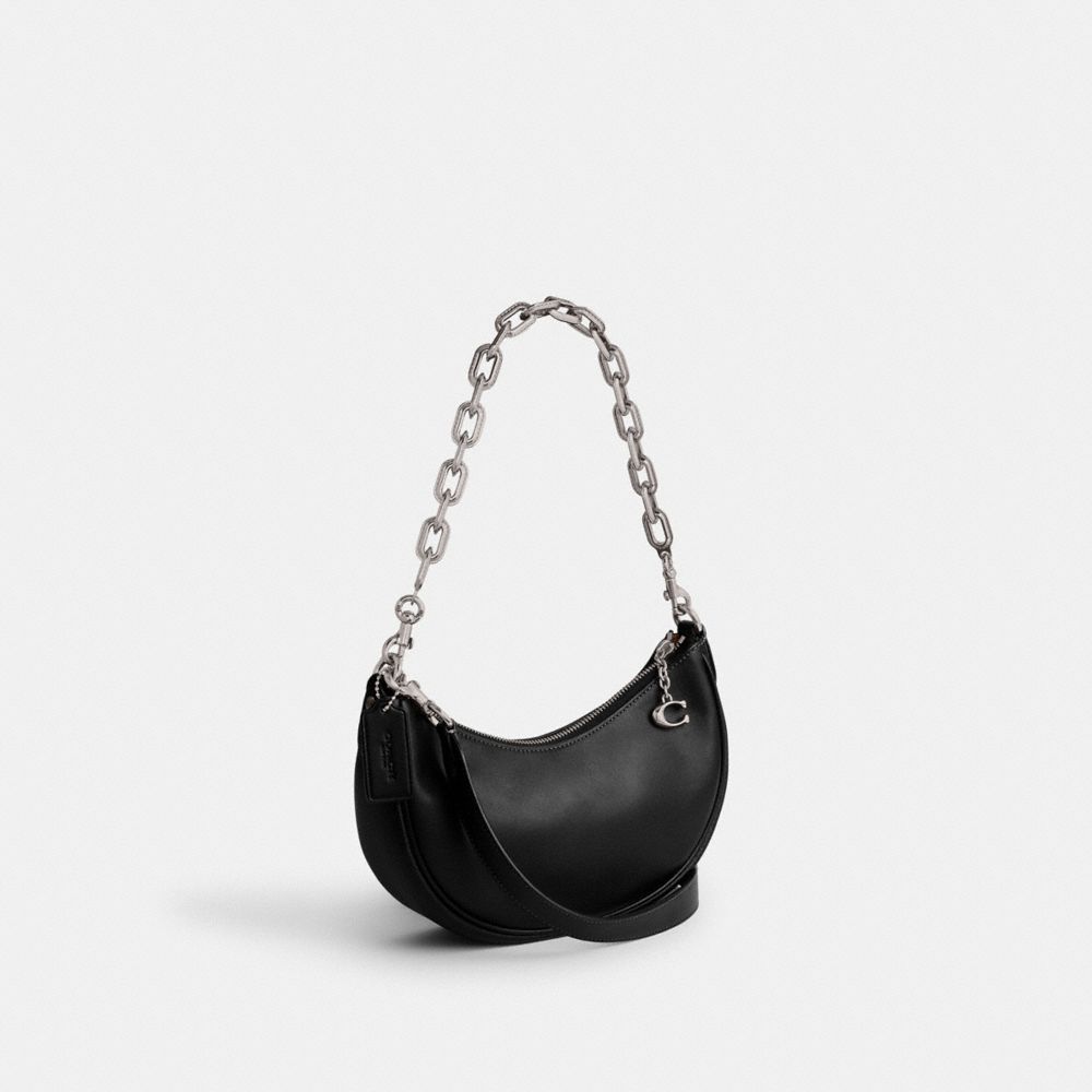 COACH®,MIRA SHOULDER BAG,Glovetan Leather,Medium,Silver/Black,Angle View