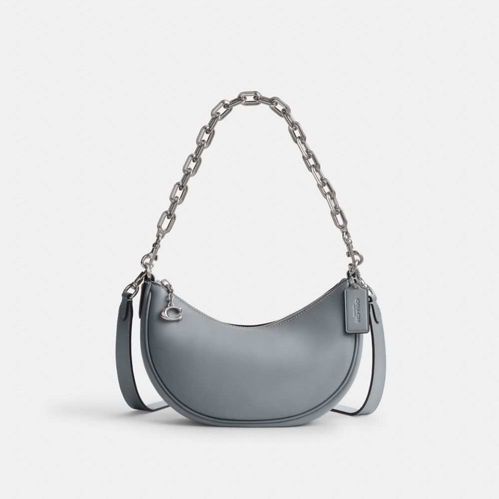 COACH®,MIRA SHOULDER BAG,Glovetan Leather,Medium,Silver/Grey Blue,Front View
