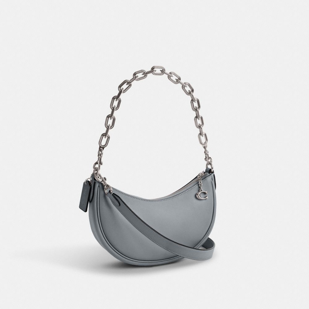 COACH®,MIRA SHOULDER BAG,Glovetan Leather,Medium,Silver/Grey Blue,Angle View