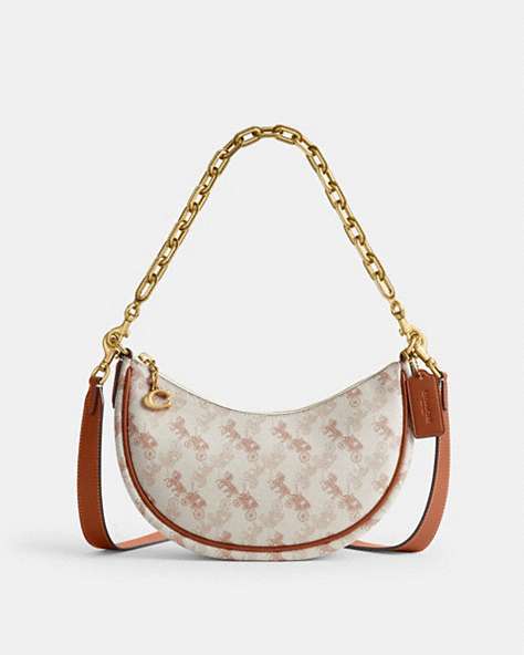 COACH®,MIRA SHOULDER BAG WITH HORSE AND CARRIAGE PRINT,Printed Coated Canvas,Brass/Chalk Burnished Amber,Front View