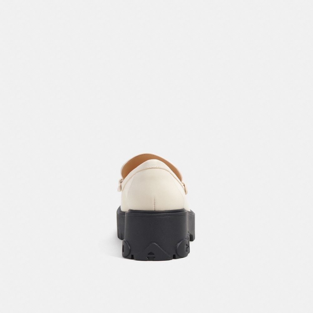 COACH®,Ruthie Loafer,Rubber,Leather,Lining Leather,Flats,Loafer,Shoe Straps,Side Vents,Casual,Cream,Alternate View