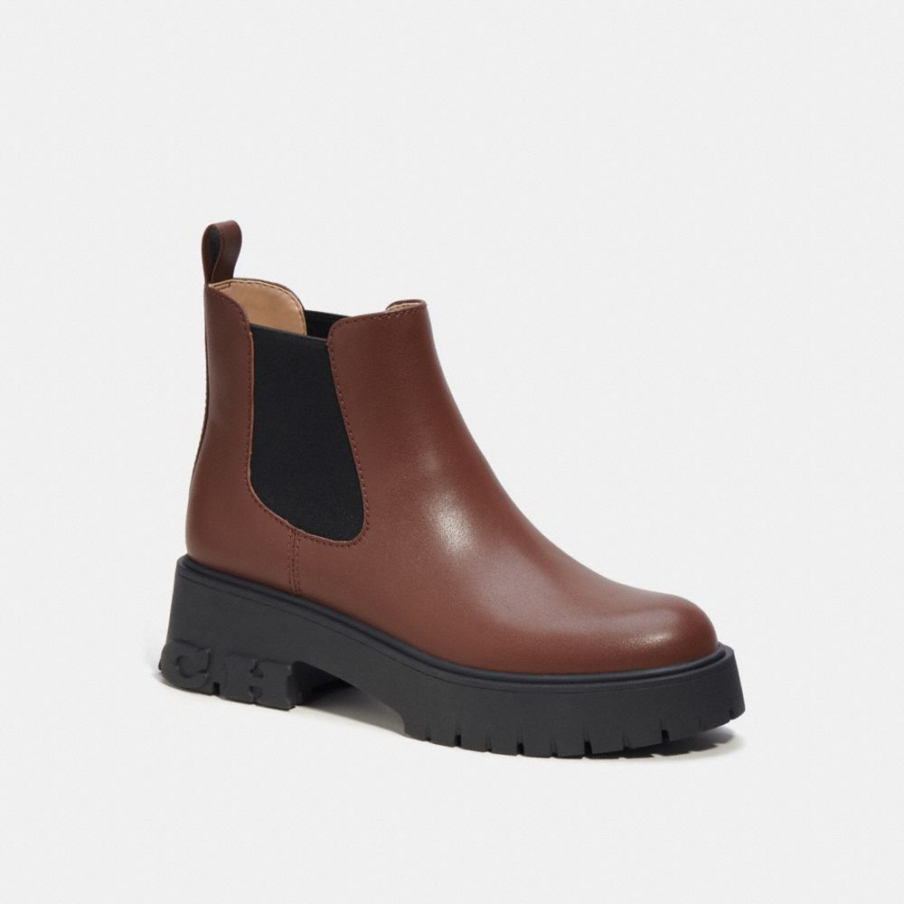 COACH®,REID BOOTIE,Leather,Walnut Brown,Front View