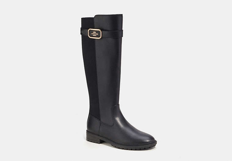 COACH®,FELICITY BOOT,Leather,Black,Front View