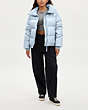 COACH®,GLOSSY SHORT PUFFER,Light Blue,Scale View