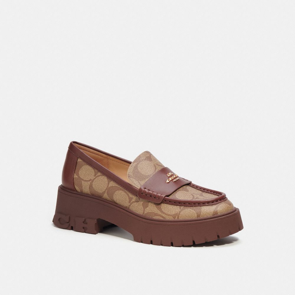 COACH®,RUTHIE LOAFER IN SIGNATURE CANVAS,pvc,Khaki/ Walnut,Front View