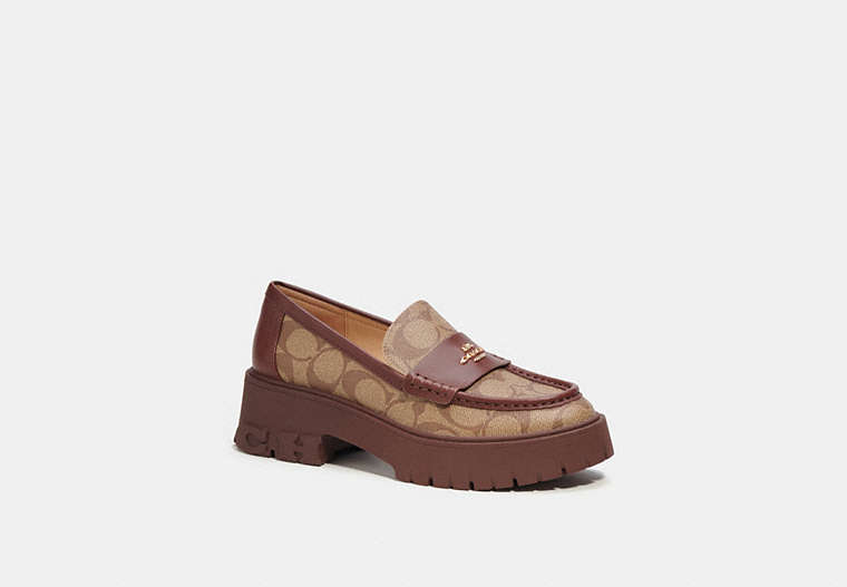 COACH®,RUTHIE LOAFER IN SIGNATURE CANVAS,pvc,Khaki/ Walnut,Front View image number 0
