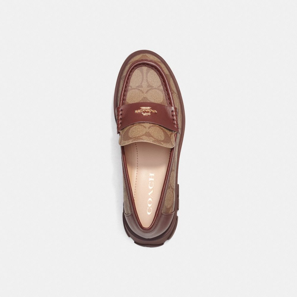 COACH®,RUTHIE LOAFER IN SIGNATURE CANVAS,Khaki/ Walnut,Inside View,Top View