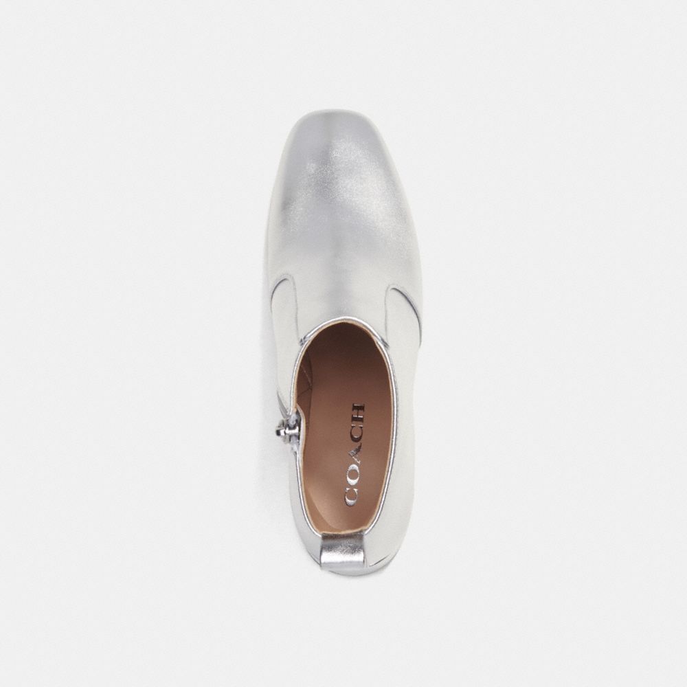 COACH®,NOAH BOOTIE IN SILVER METALLIC,Leather,Silver,Inside View,Top View