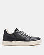 COACH®,CLIP COURT LOW TOP SNENAKER IN SIGNATURE CANVAS,Mixed Materials,Charcoal/Black,Angle View