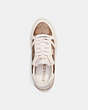 COACH®,CLIP COURT LOW TOP SNENAKER IN SIGNATURE CANVAS,Mixed Materials,Khaki/Chalk,Inside View,Top View